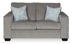 Light Gray track-arm loveseat, front view - 19