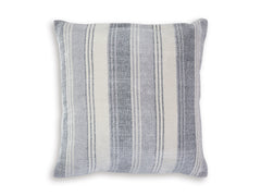 20-Inch Blue Gray and White Striped Pillows — Set of 4, single pillow front; set includes four - 1