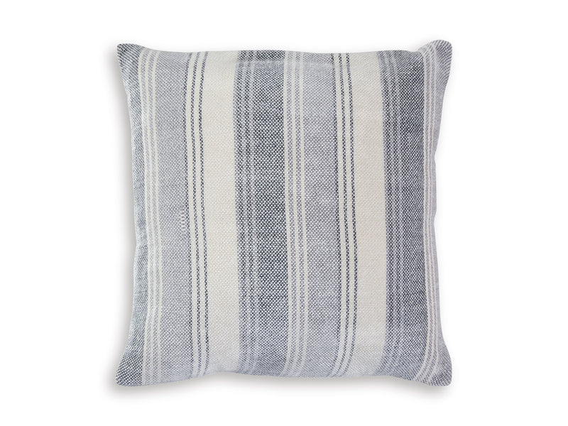 20-Inch Blue Gray and White Striped Pillows — Set of 4