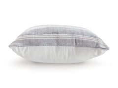 20-Inch Blue Gray and White Striped Pillows — Set of 4, single pillow side profile - 4
