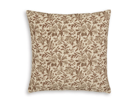 20-Inch Brown and Beige Floral Pillows — Set of 4
