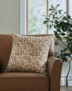 20-Inch Brown and Beige Floral Pillows — Set of 4, single pillow in room setting - 2