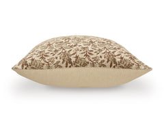 20-Inch Brown and Beige Floral Pillows — Set of 4, single pillow side profile - 4
