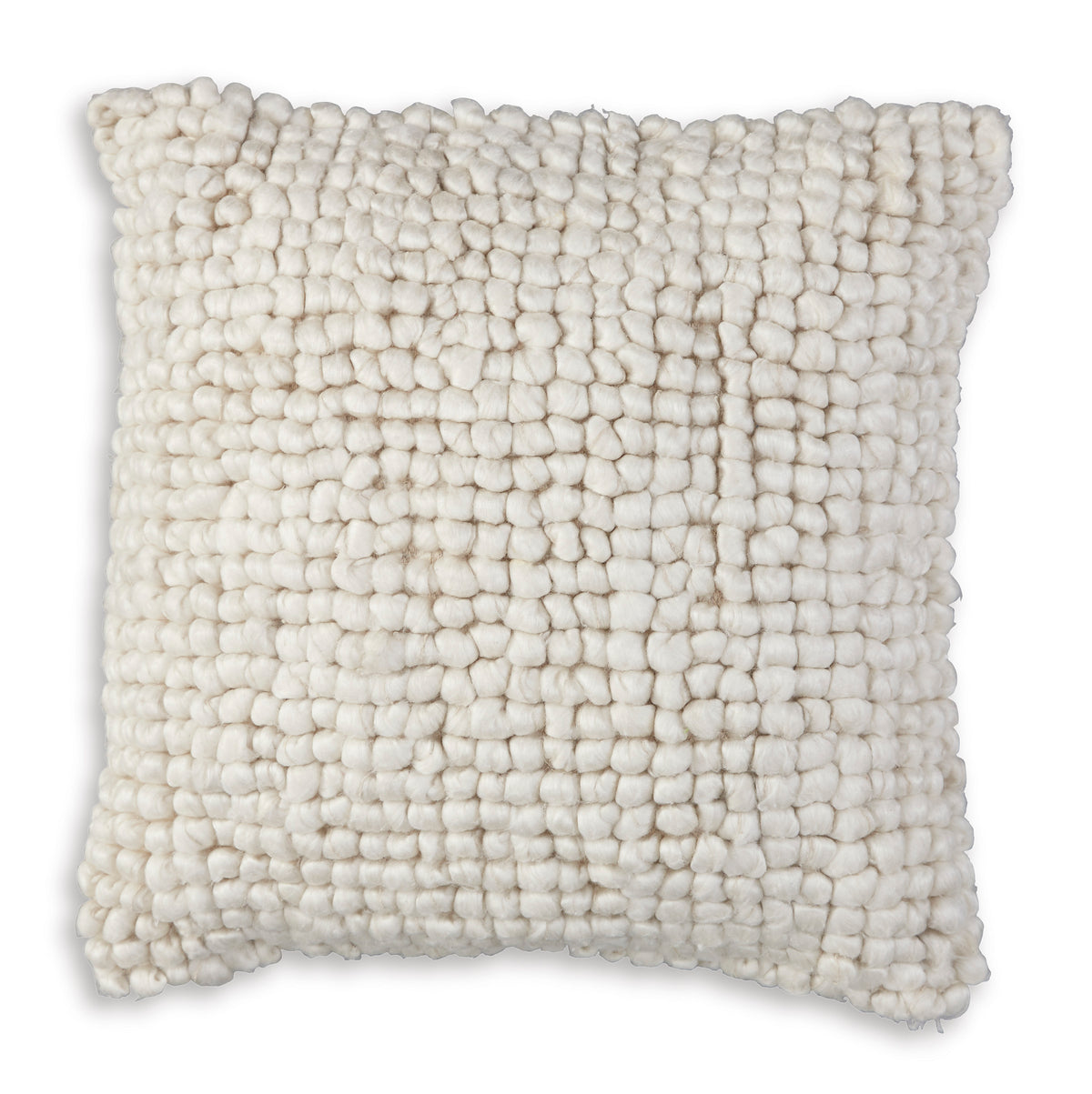 20-Inch Ivory Looped Throw Pillow — Single or Set of 4, front of one pillow