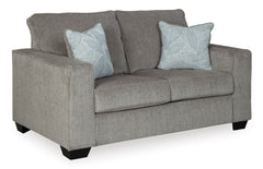 Light Gray track-arm loveseat, angle view - 20