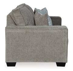 Light Gray track-arm loveseat, side view - 21