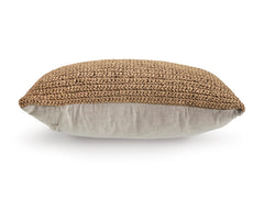 22-Inch Tan Handwoven Paper Raffia Pillows — Set of 4, single pillow side profile - 4