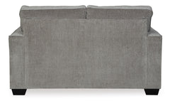 Light Gray track-arm loveseat, back view - 22