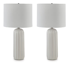 23.5-Inch White Glazed Ceramic Table Lamps — Set of 2, matching pair included - 1