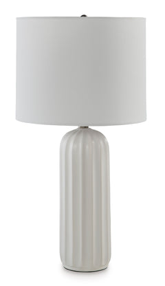 23.5-Inch White Glazed Ceramic Table Lamps — Set of 2, complete lamp view - 2