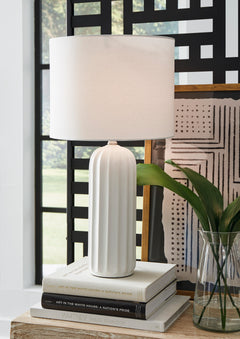 23.5-Inch White Glazed Ceramic Table Lamps — Set of 2, styled setting; other items not included - 3