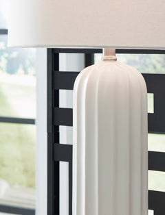 23.5-Inch White Glazed Ceramic Table Lamps — Set of 2, base design detail - 4