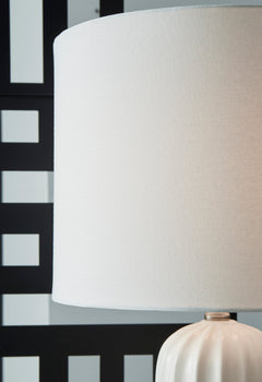 23.5-Inch White Glazed Ceramic Table Lamps — Set of 2, fabric shade detail - 6