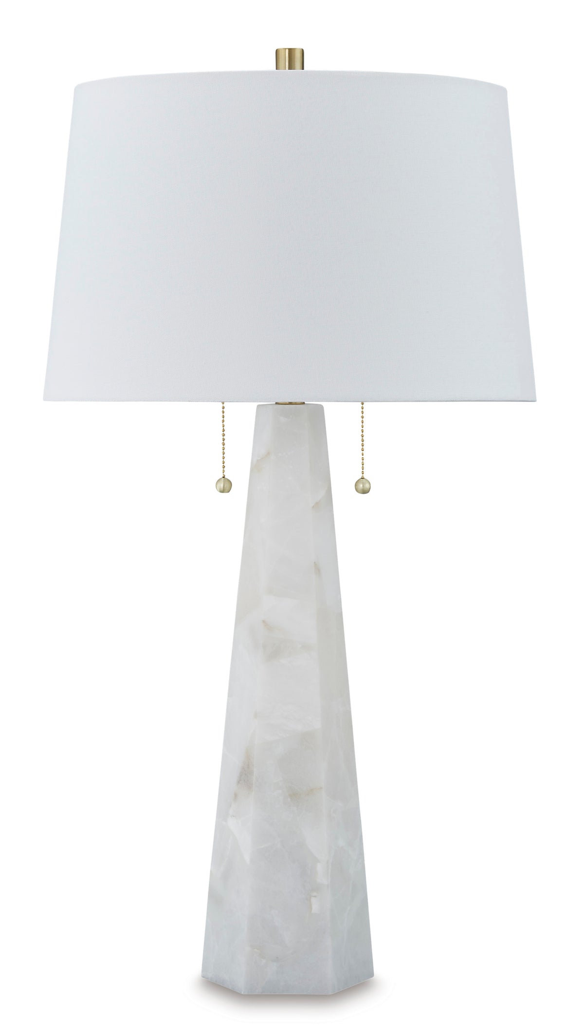 23-Inch White Alabaster and Resin Table Lamp with Pull Chains, product view
