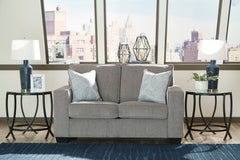 Light Gray track-arm loveseat, room scene; styling accessories not included - 23
