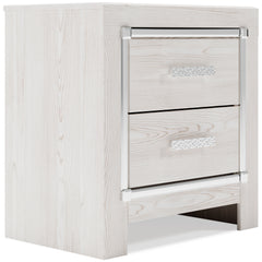 24-Inch Pearl-White Nightstand with USB and Wireless Charging, front angle - 1
