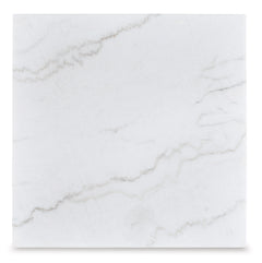 24-Inch Square Natural Marble End Table with Brown Base, top view; accessories excluded - 5