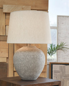 25.75-Inch Distressed Gray Metal Table Lamp, room setting - 2