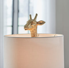 25-Inch Goldtone Giraffe Table Lamp with Drum Shade, lamp detail - 3