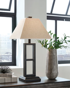 26.5-Inch Black Open-Frame Metal Table Lamps — Set of 2, room setting showing one lamp - 2