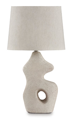 26-Inch Beige Sculptural Table Lamps with Oval Shades — Set of 2, single-lamp view - 2