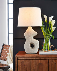 26-Inch Beige Sculptural Table Lamps with Oval Shades — Set of 2, styled setting; other items not included - 3