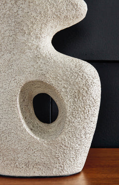 26-Inch Beige Sculptural Table Lamps with Oval Shades — Set of 2, base design detail - 4