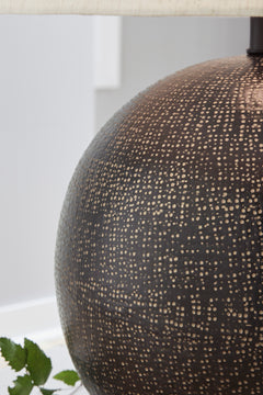 26-Inch Black and Goldtone Metal Table Lamp, lamp detail - 3