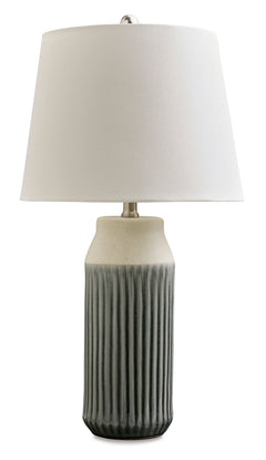 26-Inch Blue and Beige Glazed Ceramic Table Lamps — Set of 2, single-lamp view - 2