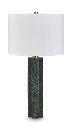 27.75-Inch Green Marble Table Lamp with Goldtone Accents, product view - 1