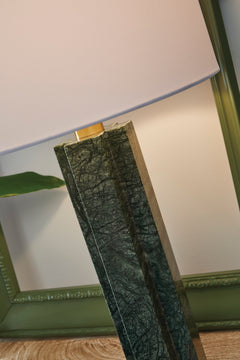 27.75-Inch Green Marble Table Lamp with Goldtone Accents, lamp detail - 3