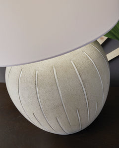 27.75-Inch Warm Gray Textured Table Lamp with Drum Shade, base design detail - 3