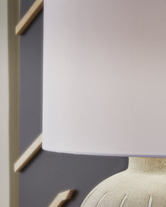 27.75-Inch Warm Gray Textured Table Lamp with Drum Shade, fabric shade detail - 5