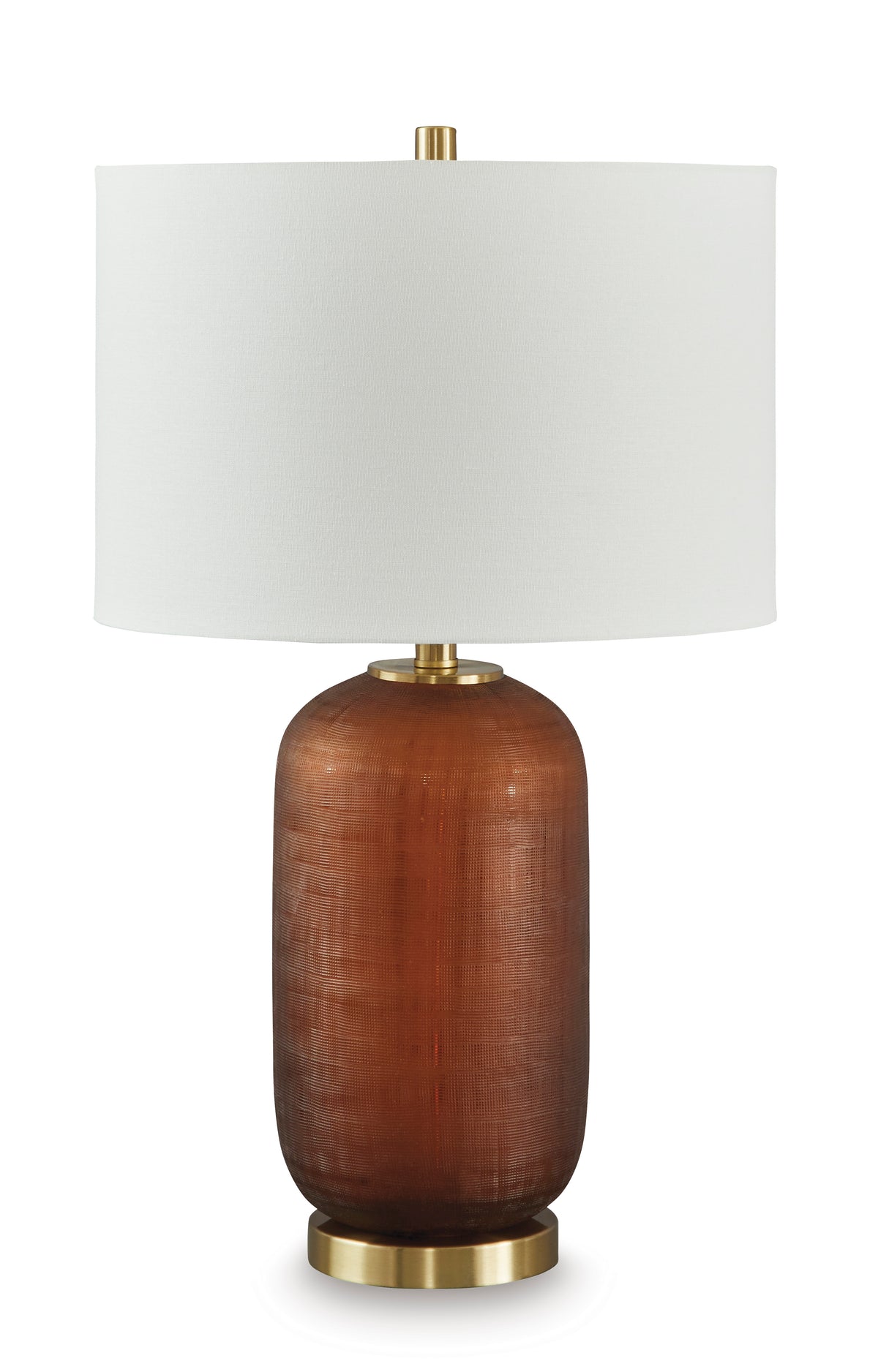 27-Inch Amber Glass Table Lamp with Goldtone Accents, full product view