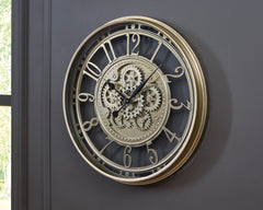 27-Inch Champagne-Finish Wall Clock with Moving Gears, wall setting - 2