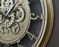 27-Inch Champagne-Finish Wall Clock with Moving Gears, moving gear detail - 5