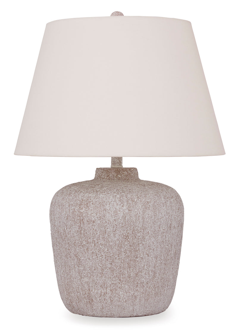 27-Inch Distressed Cream Metal Table Lamp with Empire Shade
