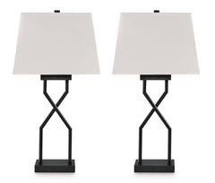 28-Inch Black Metal Table Lamps with USB-C Charging — Set of 2, matching pair included - 1