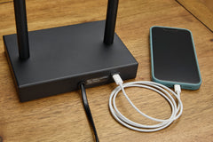 28-Inch Black Metal Table Lamps with USB-C Charging — Set of 2, USB-C port detail; phone and cable not included - 7