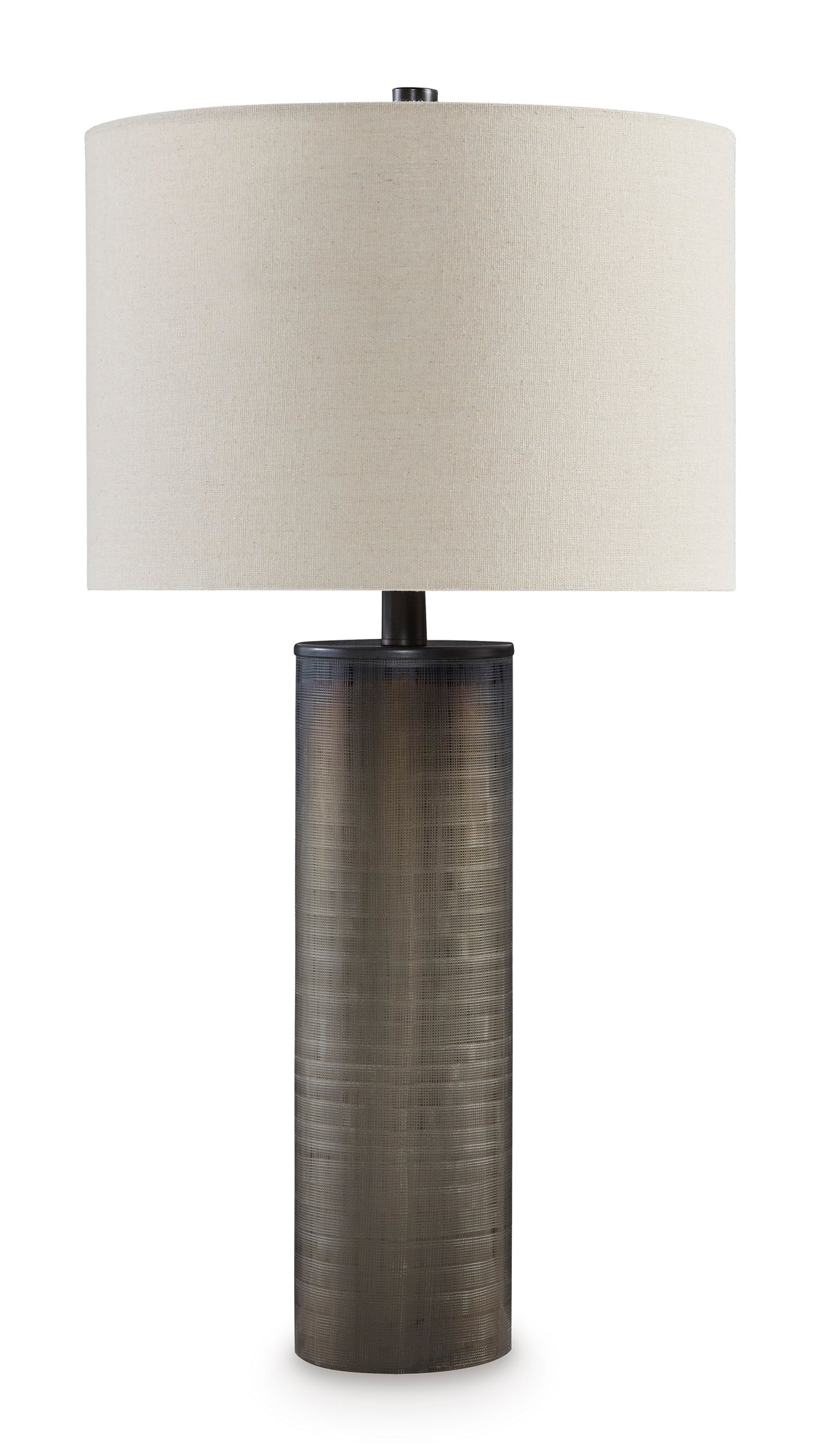 28-Inch Smoky Brown Glass Table Lamp with Drum Shade, full product view