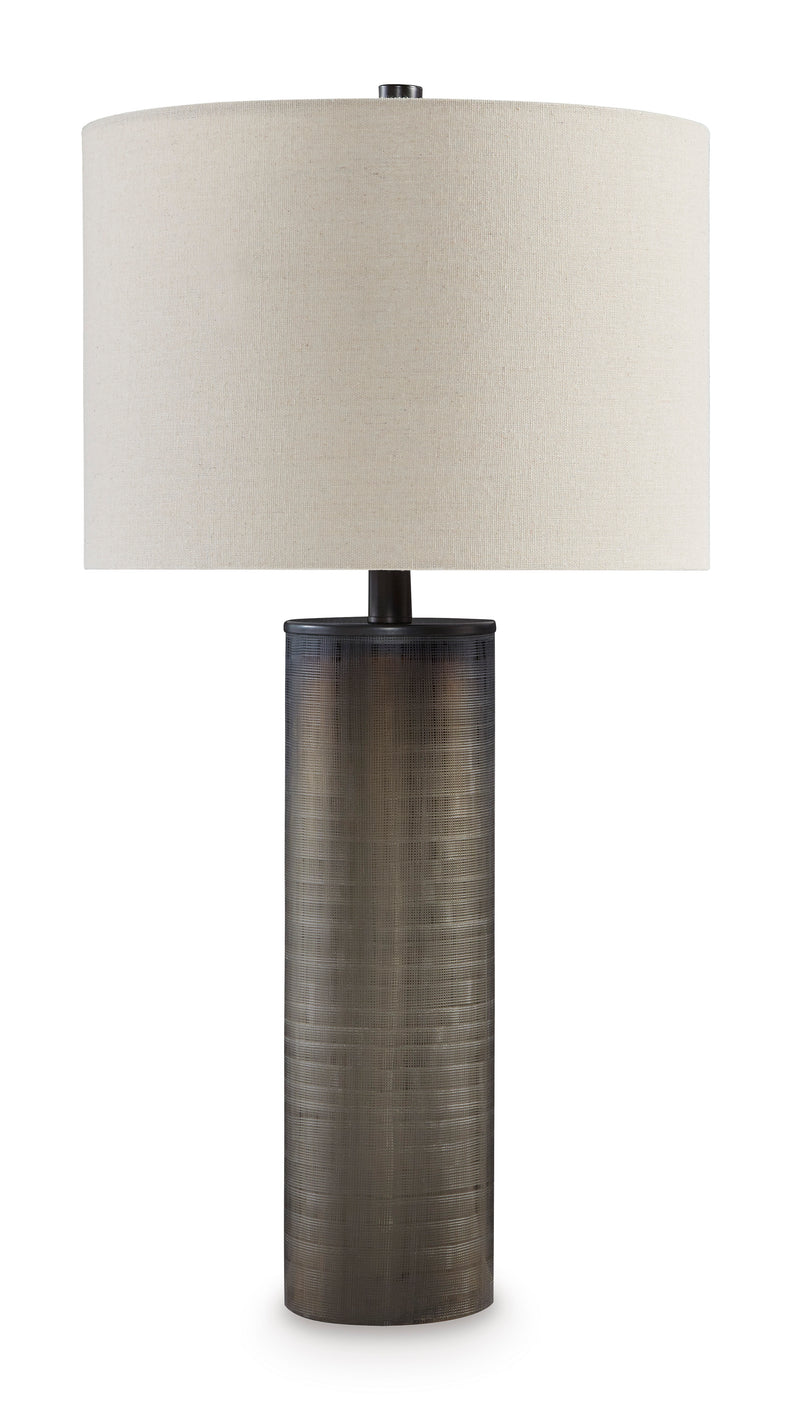 28-Inch Smoky Brown Glass Table Lamp with Drum Shade