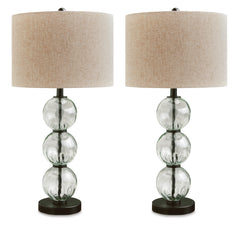 29-Inch Clear Glass Sphere Table Lamps with Black Bases — Set of 2, matching pair included - 1