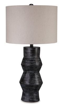30-Inch Distressed Black Terracotta Table Lamp, product view - 1