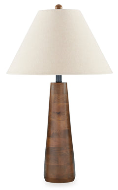 30-Inch Honey Brown Wood Table Lamp with Empire Shade, full product view - 1