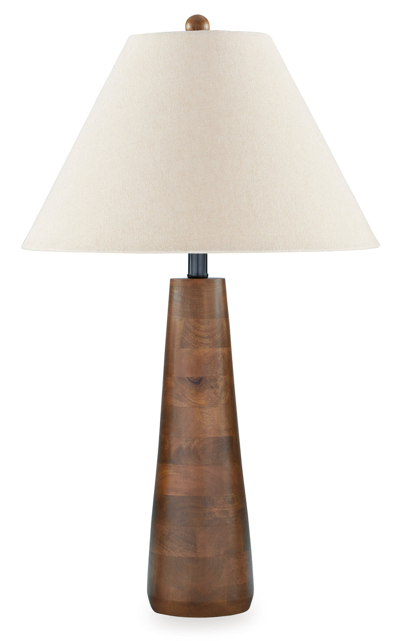 30-Inch Honey Brown Wood Table Lamp with Empire Shade