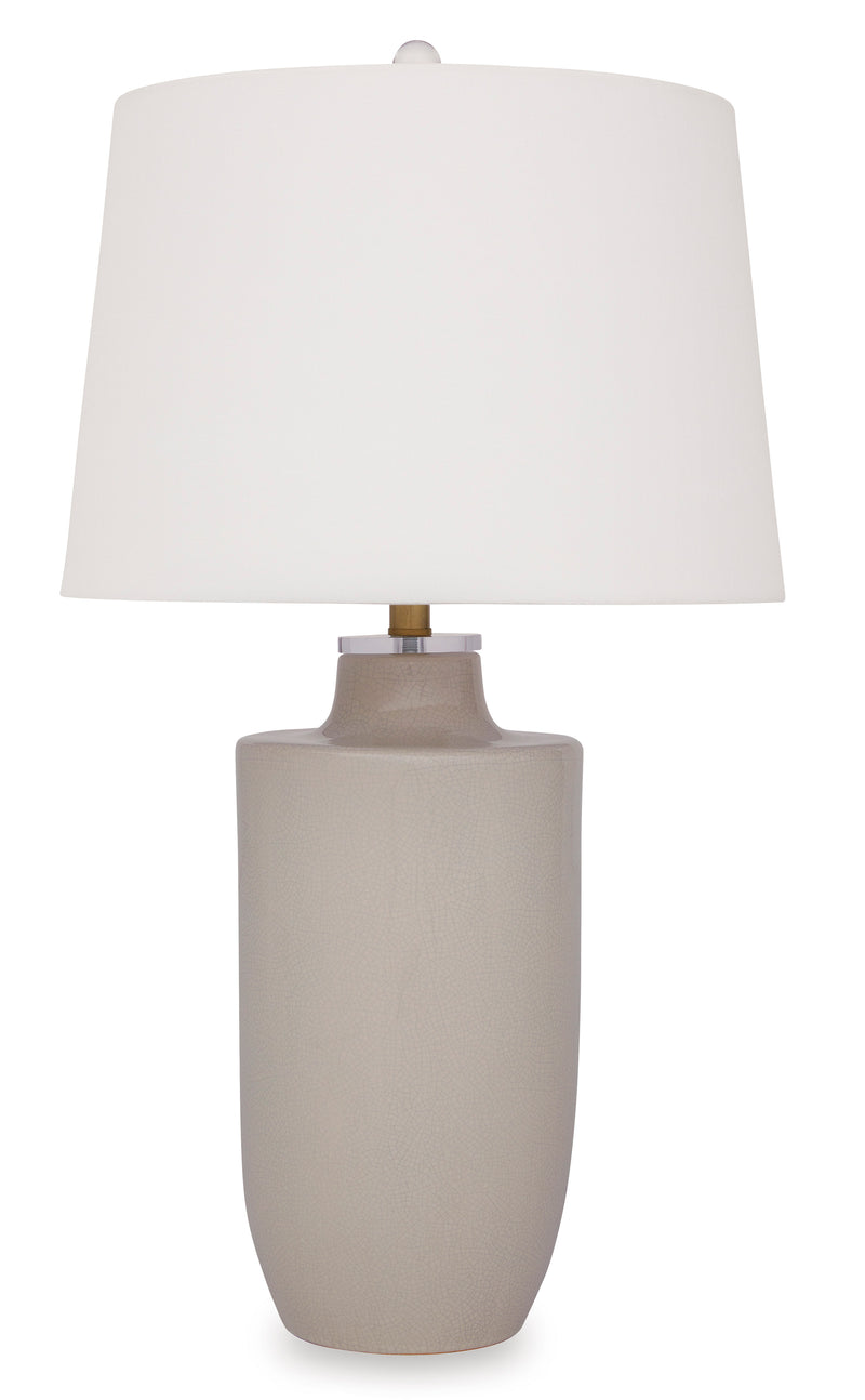 30-Inch Off-White Crackle-Glaze Ceramic Table Lamp