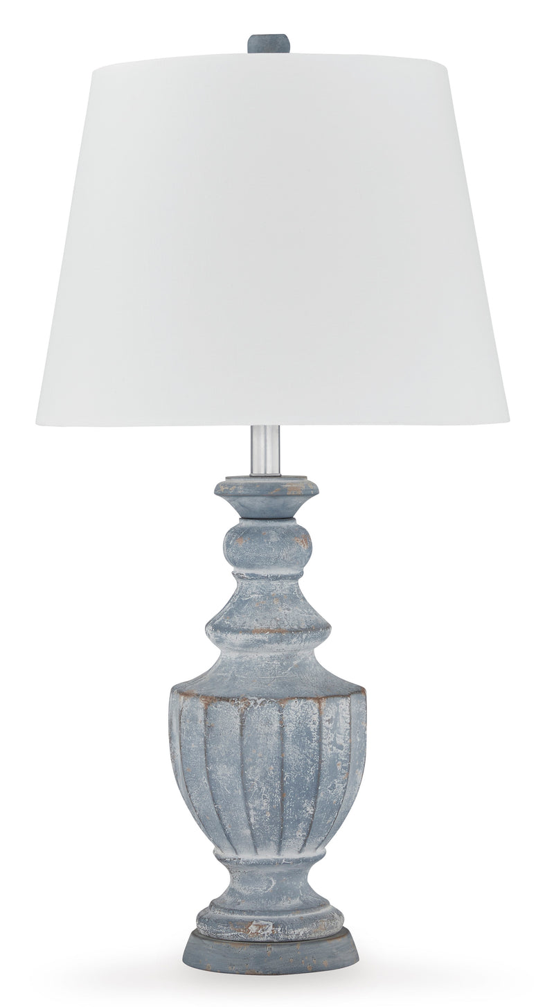 31.5-Inch Antique Blue Terracotta Urn Table Lamp