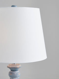 31.5-Inch Antique Blue Terracotta Urn Table Lamp, fabric shade detail - 5