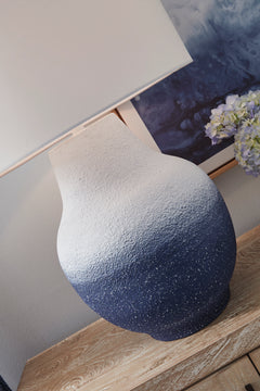 31-Inch White and Navy Textured Metal Table Lamp, lamp detail - 3