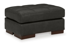 34-Inch Thunder Leather-Top Ottoman with Faux Leather Sides, angle view - 1